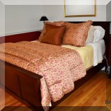 F50. Queen bed with mattress. Headboard: 46.5”h 